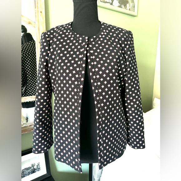 Kate Spade Medium Black Diamond Embroidered Open Front Blazer Jacket size 8 - Picture 16 of 16